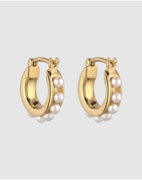 Elli Jewelry - Earrings Hoops Pearl Bridal 925 Sterling Silver Gold-Plated