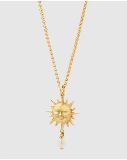 Karen Walker - Sun Necklace with 1 x 5mm Teardrop Freshwater Pearl