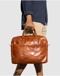 Republic of Florence - The Tokyo Tan Leather Laptop Briefcase