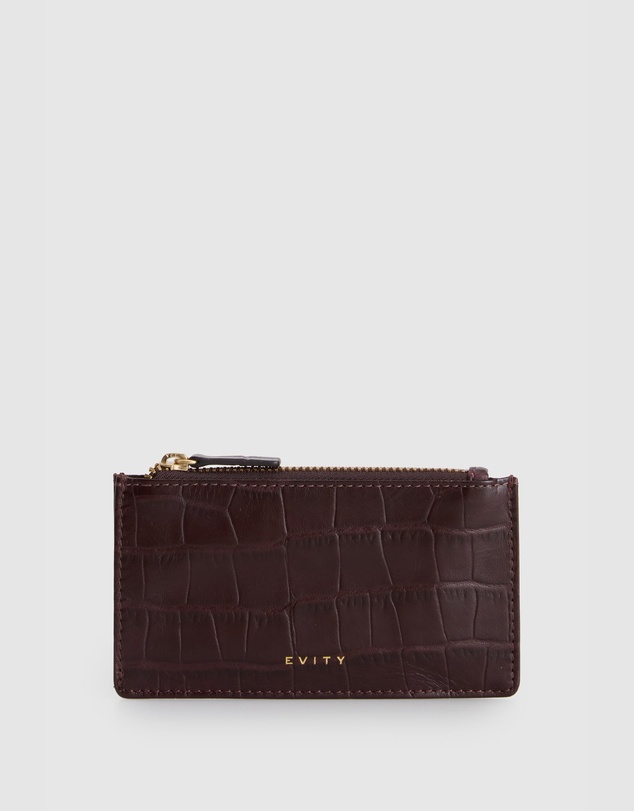 Evity - Lila Croc Emboss Leather CC Holder