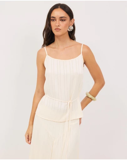 Calli - Sayer Satin Boat Neck Top