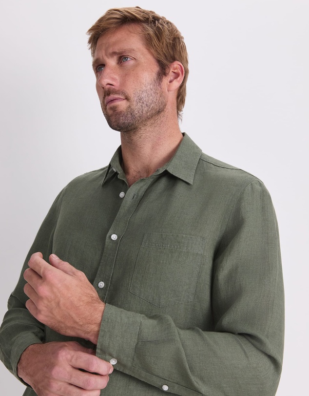 Sportscraft - Long Sleeve Linen Yarn Dyed Shirt