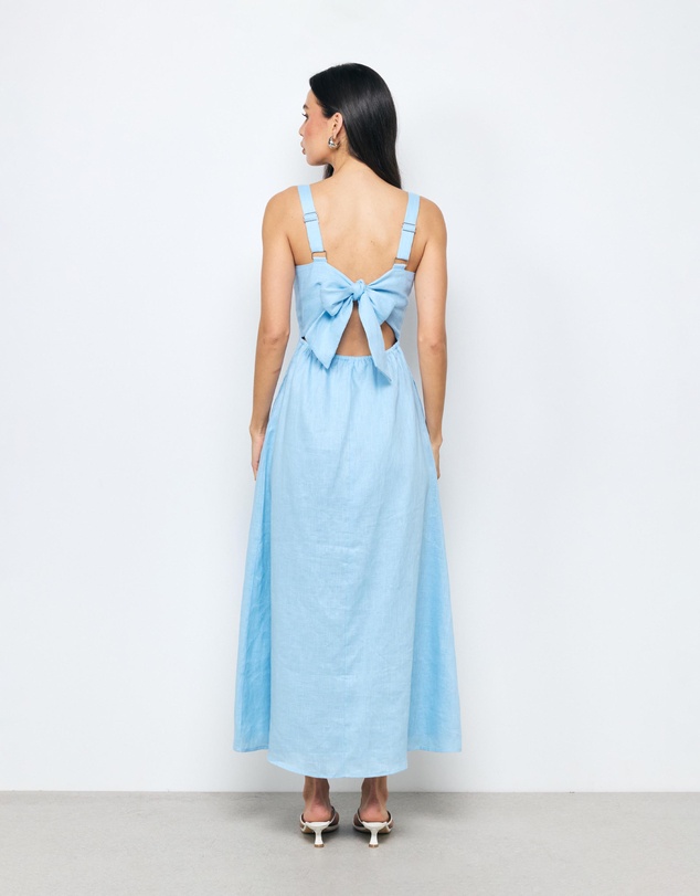 AERE - Lea Tie Back Linen Maxi Dress
