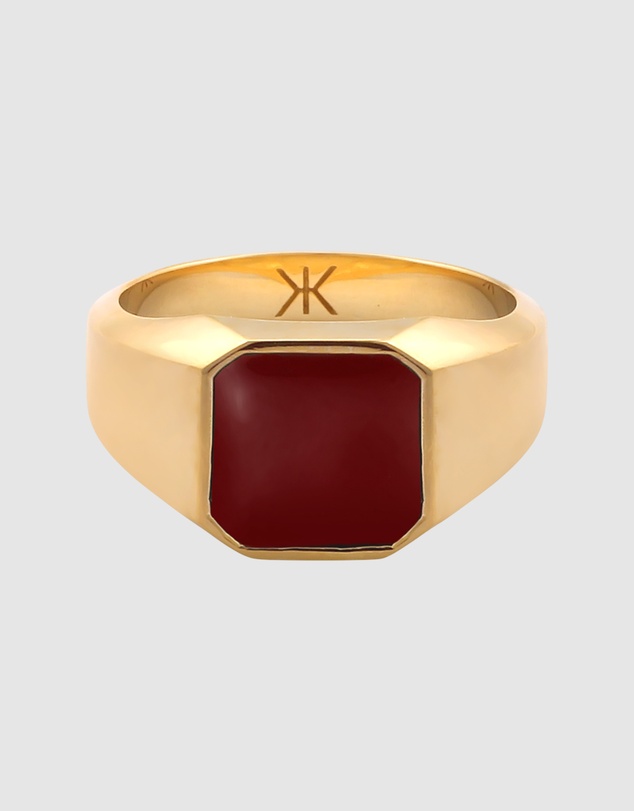 Kuzzoi - ICONIC EXCLUSIVE - Enamel Signet Ring in Gold-Plated 925 Sterling Silver