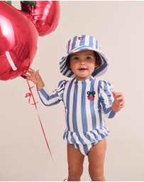 Huxbaby - Vintage Stripe Cherry Peplum Swimsuit - Babies-Kids