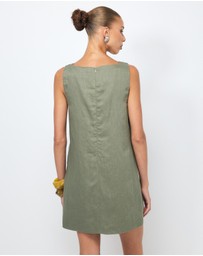 AERE - Siya Panelled Linen Shift Mini Dress