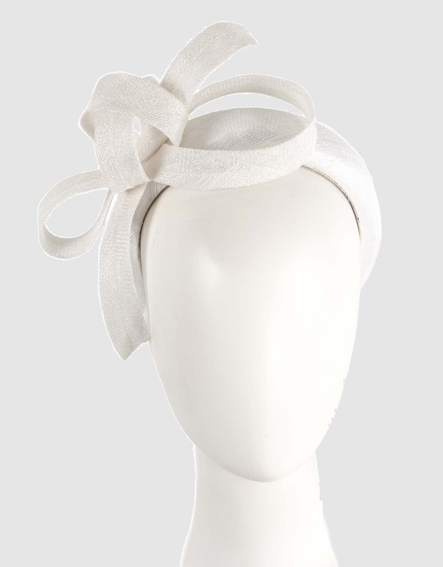 Max Alexander - White Sinamay Bow Racing Fascinator Headband