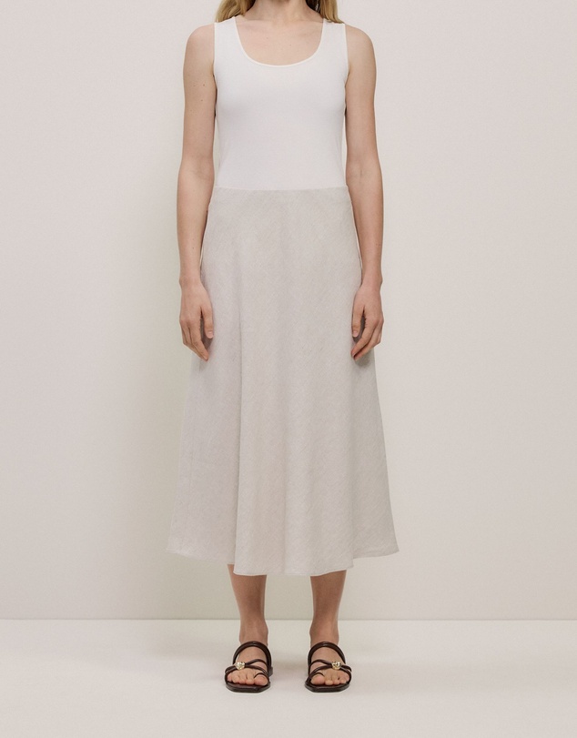 Trenery - Yarn Dyed Linen Bias Slip Skirt in Flax