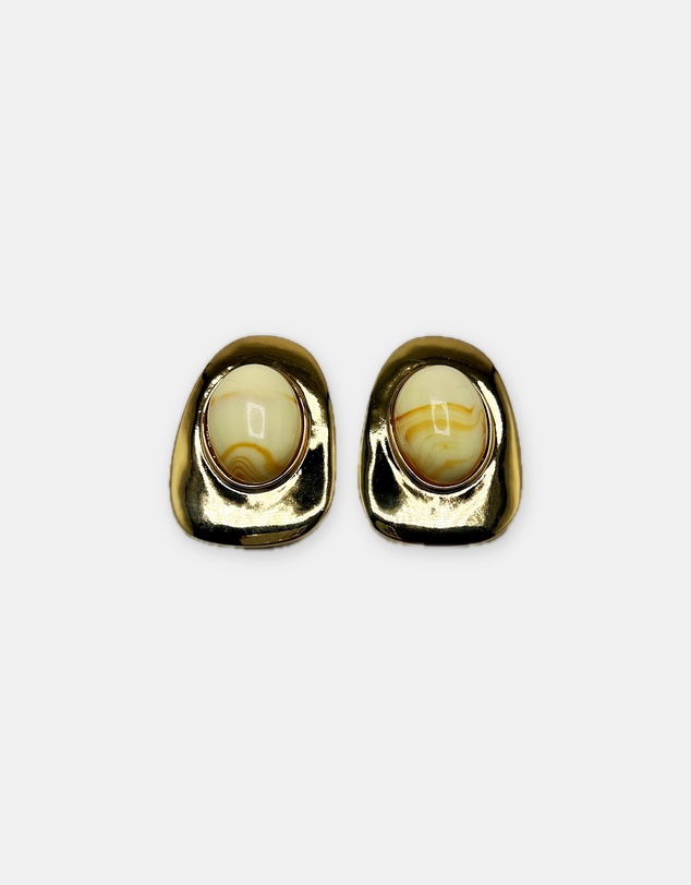 Izoa - Isadora Statement Stud Earrings Cream