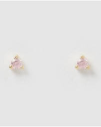 Izoa - Dee Baby Pink Cubic Zirconia Small Stud Earrings
