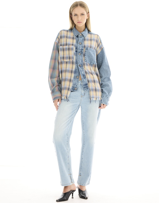 THE TALES - Denim And Check Cotton Shirt