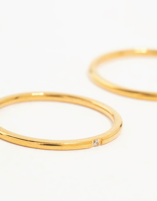 Lovisa - Waterproof Gold Plated Stainless Steel Fine Band Rings 2-Pack