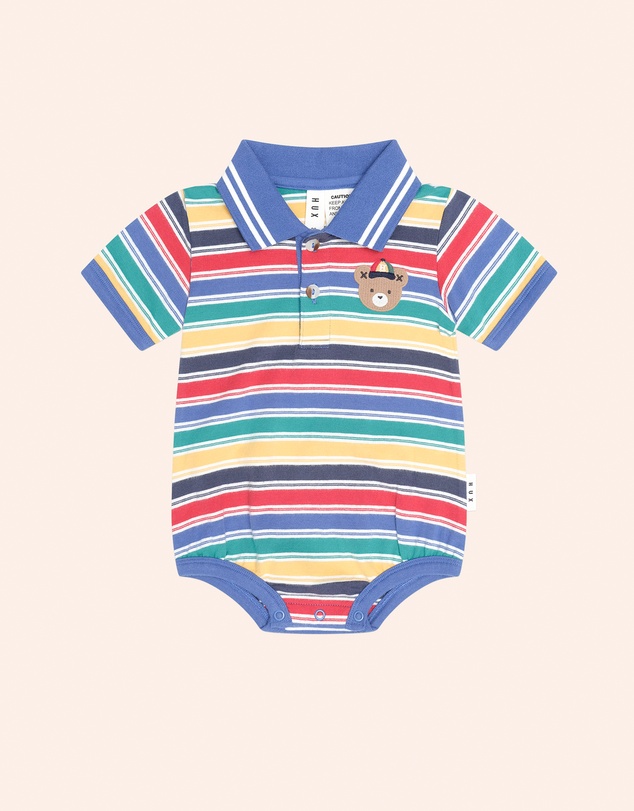 Huxbaby - Vintage Stripe Hux Polo Romper - Babies