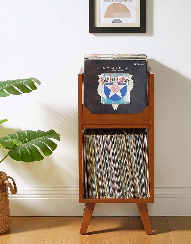 Crosley - Crosley Asheville Small Record Player Stand - Walnut