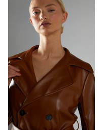 Glamorous - Short belted PU Trench Jacket