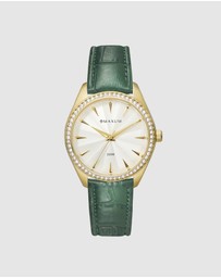 Maxum - Sydney - White Dial, Gold Tone Case & Green Leather Band
