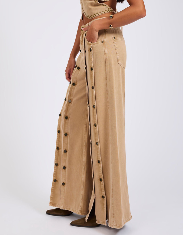 ONE TEASPOON - Hollywoods High Waist Wide Leg Denim Jeans - Warm Tan