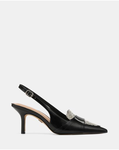Black Snake Print Leather