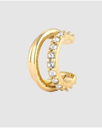 Elli Jewelry - Earrings Single Earcuff Crystal 925 Sterling Silver Gold-Plated