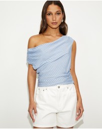 Dazie - Daisy Stripe Ruched Top