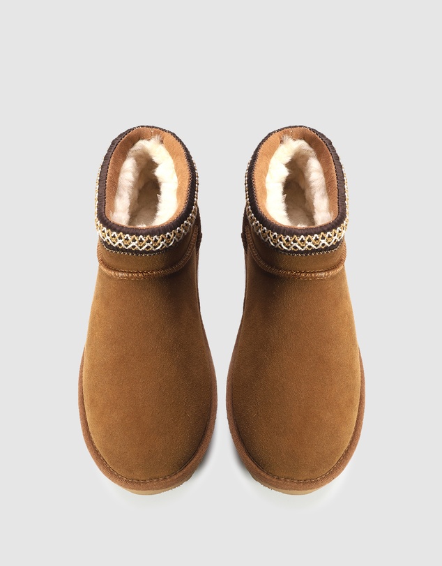AusWooli Ugg Boots - Altona Sheepskin Wool Ankle Braid Boots