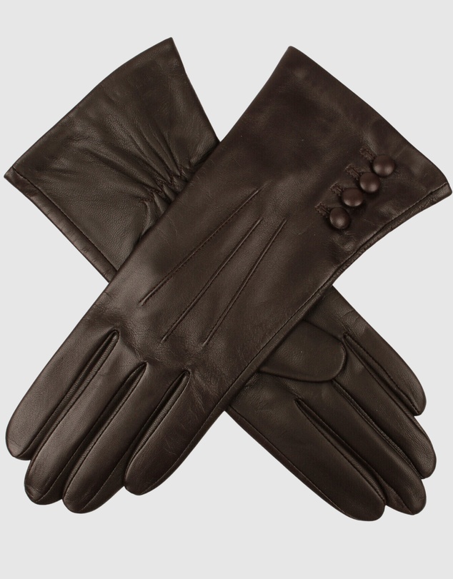 DENTS - Touchscreen 3 Point Silk-Lined Leather Gloves with Buttons
