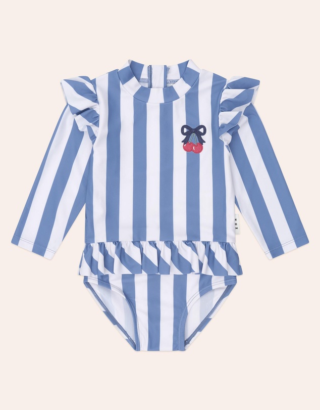 Huxbaby - Vintage Stripe Cherry Peplum Swimsuit - Babies-Kids