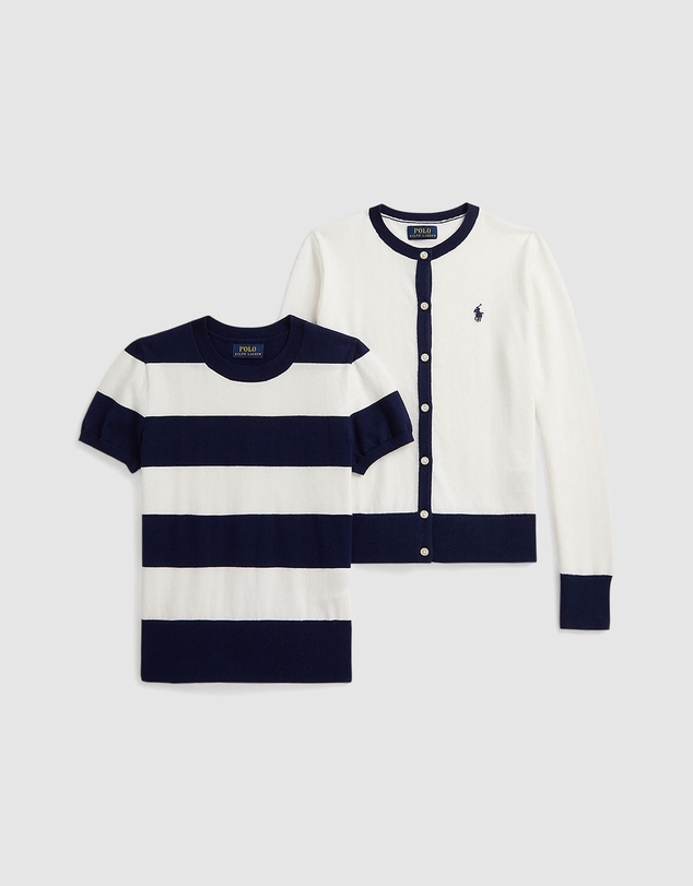 Polo Ralph Lauren - Striped Cotton Sweater & Cardigan Set - Teens