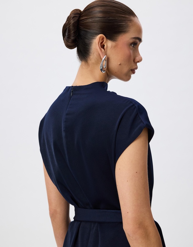 Tussah - Violet Drape Tie Detail Satin Maxi Dress