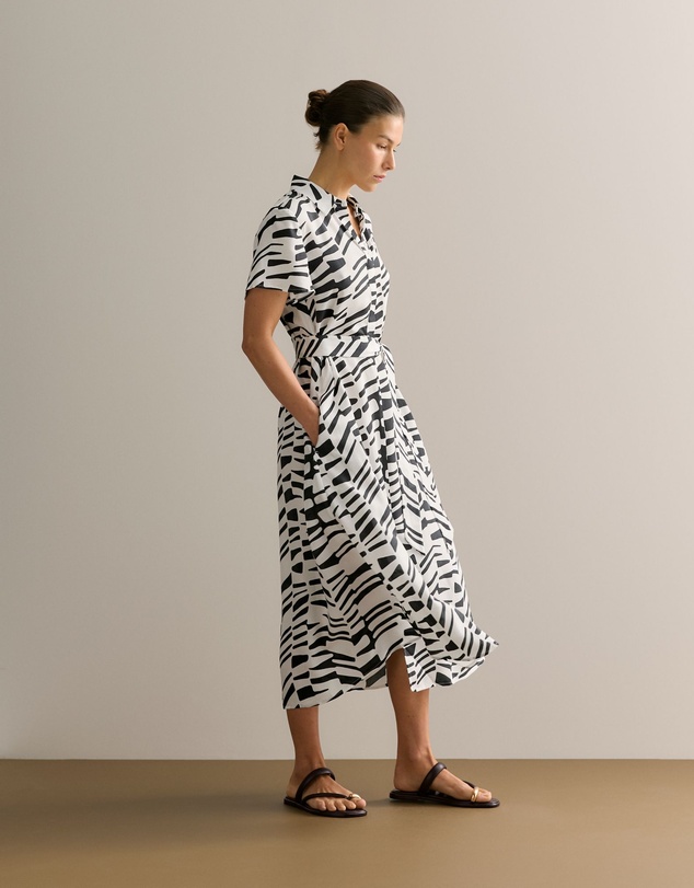 Trenery - Modal Bold Geo Shirt Dress in Black Multi