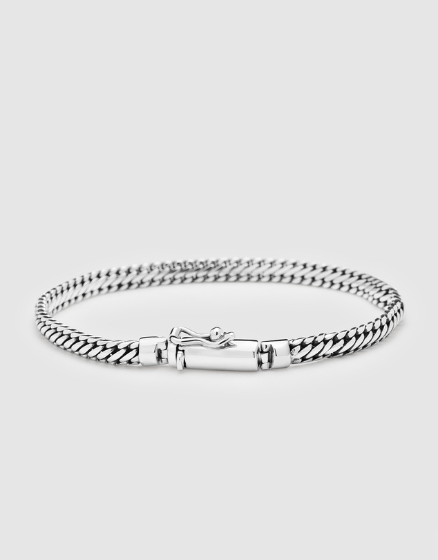 Nialaya Jewellery - Men's Sterling Silver 4mm Chain Bracelet