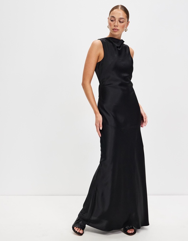 Third Form - Satin Bias Cowl Back Maxi Dress