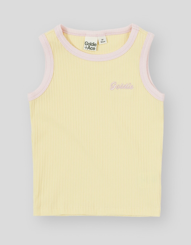 Goldie + Ace - Embroidered Colour Pop Rib Singlet - Babies-Kids