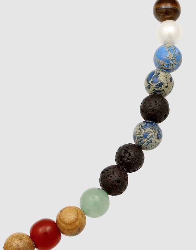 Kuzzoi - ICONIC EXCLUSIVE - Mixed Gemstone Bead Necklace with 925 Sterling Silver Elements