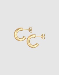 Elli Jewelry - Earrings Creoles Studs Chunky In 925 Sterling Silver Gold Plated