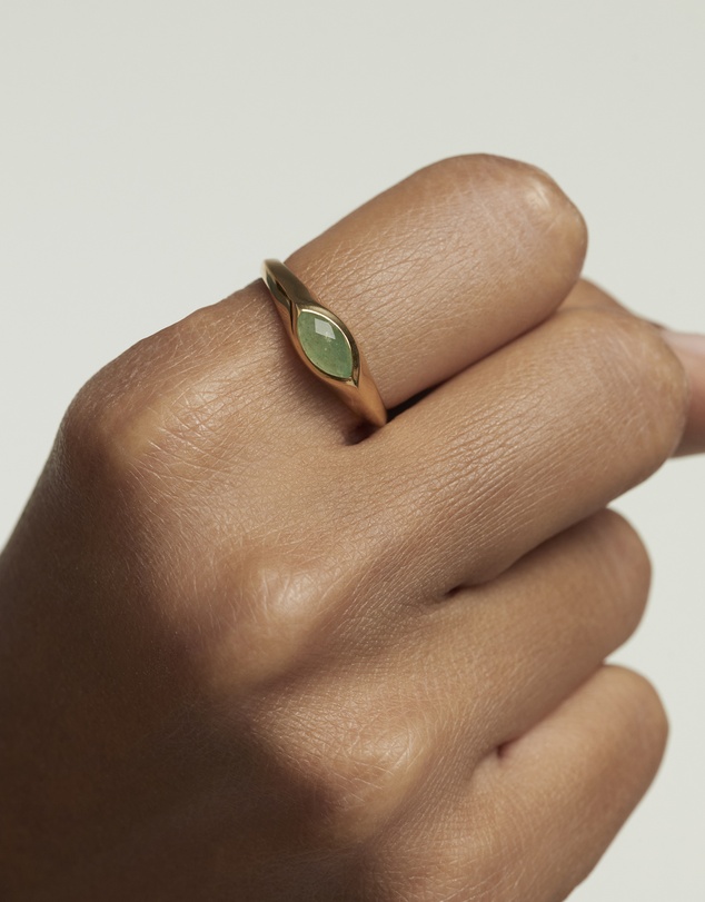 PDPAOLA - Green Aventurine Nomad Stamp Ring