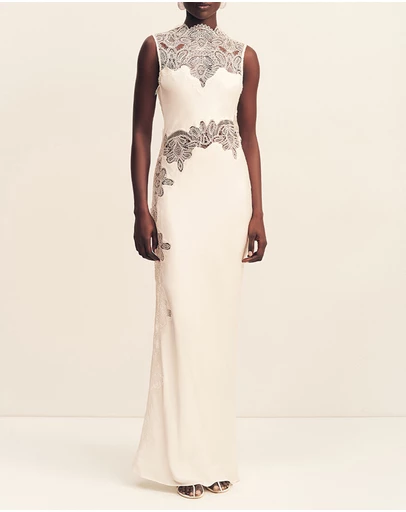 Shona Joy - Stratus Lace High Neck Maxi Dress
