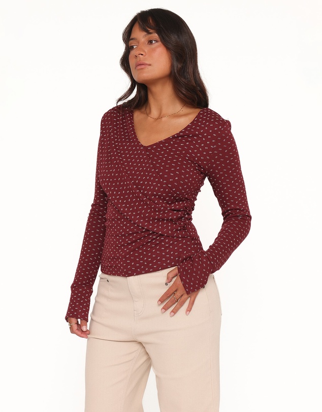 Petal & Pup - Brooklyn Crossover Top - Burgundy Floral