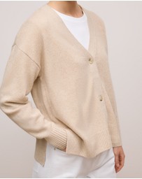 Trenery - Wool Cashmere Relaxed V Cardigan in Oat Marle
