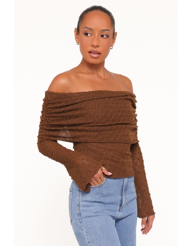 Petal & Pup - Wilma Off Shoulder Top - Chocolate