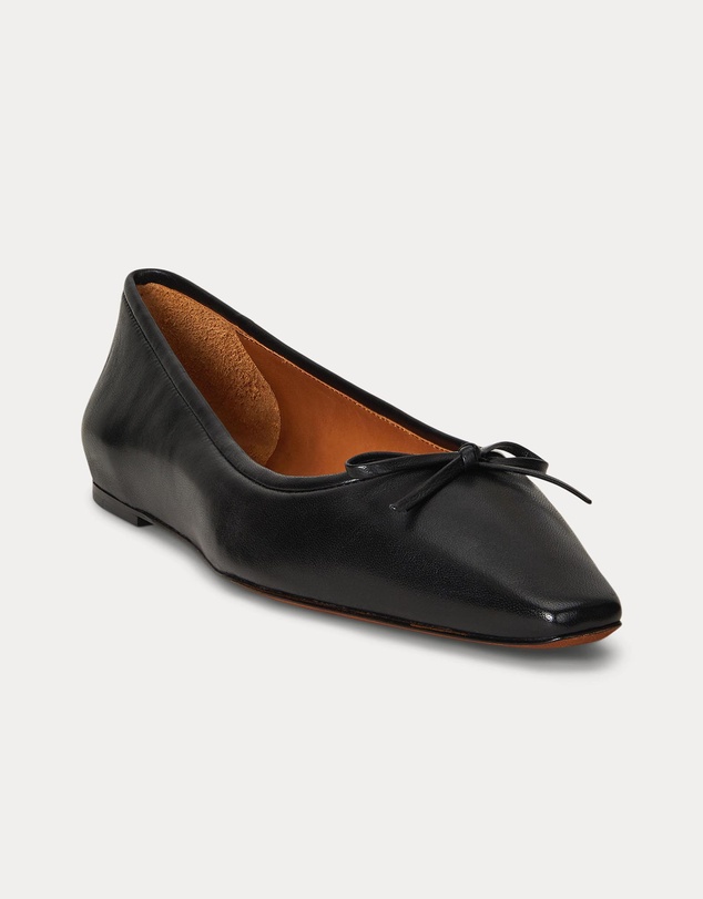 Polo Ralph Lauren - Pointed Leather Ballet Flats - Women's