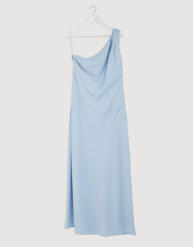 Revibe - Repaired CHANCERY Hallie Satin One Shoulder Drape Maxi Dress - AU 16
