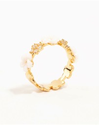 Lovisa - Gold Plated Alternating Flower Cubic Zirconia Band Ring