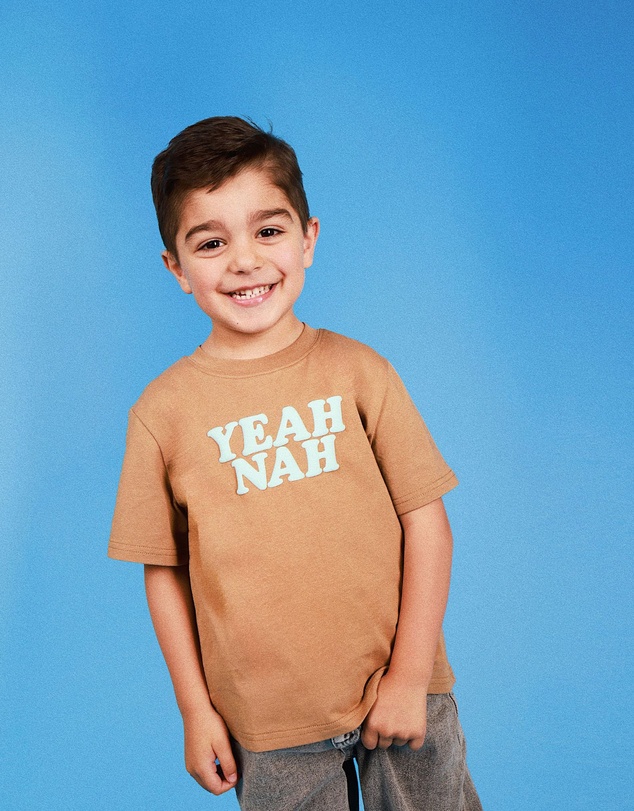 Skwosh - Yeah Nah Kids Slang Tee in Mocha
