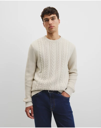 Country Road - Australian Good Earth Cotton Cable Crew Neck Knit