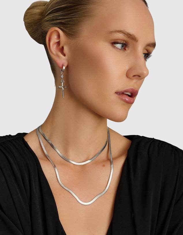 Nialaya Jewellery - Snake Chain Necklace in Silver