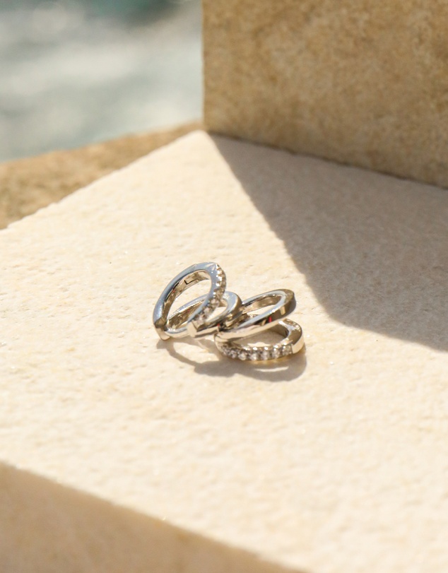 Bianc - CZ Double Huggie Earrings
