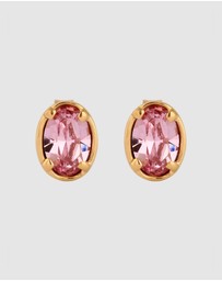 Elli Jewelry - Earrings Stud Crystal Oval 925 Sterling Silver Gold-Plated