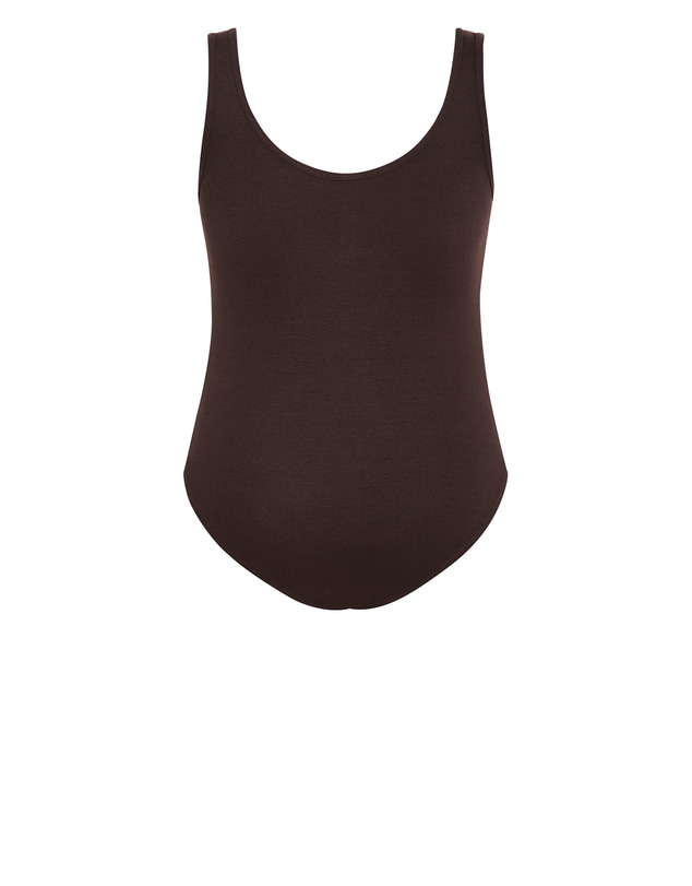 City Chic - Plus size Tara Rib Tank Bodysuit - chocolate