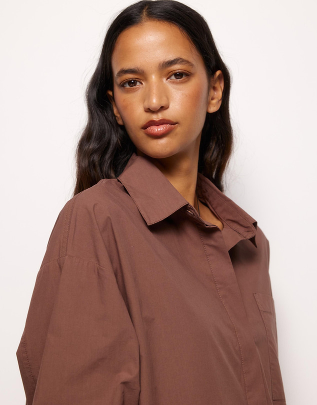 Revibe - Repaired AERE Della Cotton Oversized Shirt - AU 8
